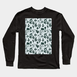 Bauhaus Plant Pattern, Green Long Sleeve T-Shirt